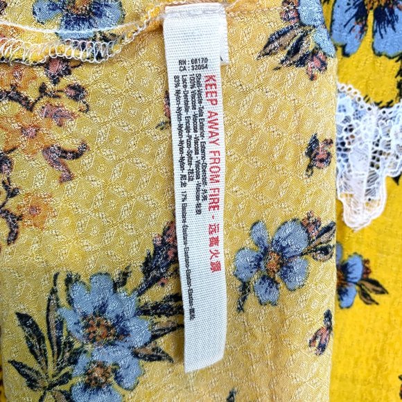 FREE PEOPLE Stevie Yellow Lace Trimmed Maxi Dress Sz XS - Picture 11 of 12